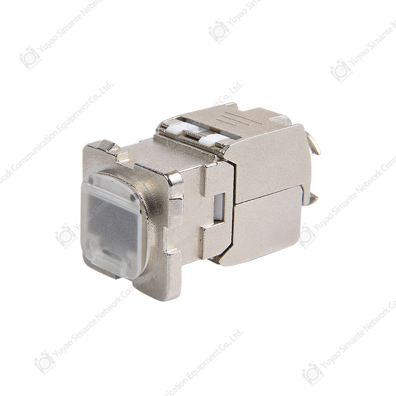SMT-1046T8C6A-AU 180 Degree Shielded CAT6A Keystone Jack With Know-Down Shutter